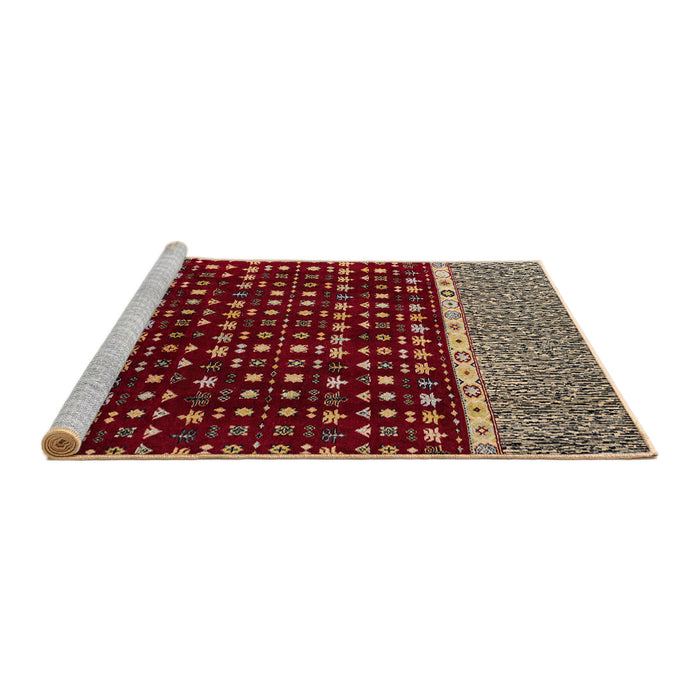 Sideview of Machine Washable Abstract Orange Brown Rug, wshabs4638