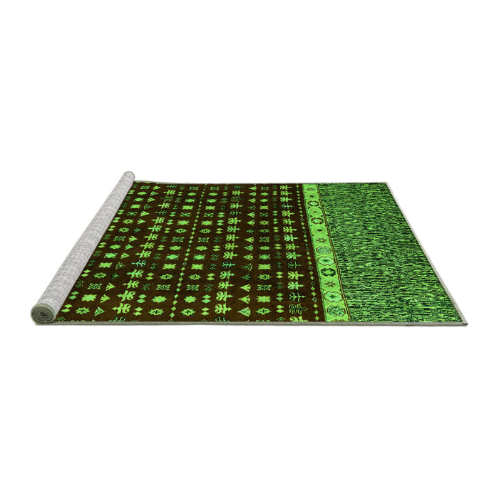 Sideview of Machine Washable Abstract Green Modern Area Rugs, wshabs4638grn