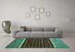 Machine Washable Abstract Turquoise Modern Area Rugs in a Living Room,, wshabs4638turq