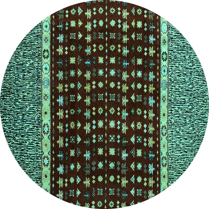 Round Abstract Turquoise Modern Rug, abs4638turq
