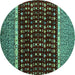 Round Abstract Turquoise Modern Rug, abs4638turq