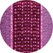 Round Machine Washable Abstract Pink Modern Rug, wshabs4638pnk