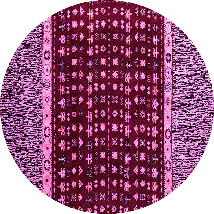 Round Abstract Pink Modern Rug, abs4638pnk