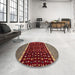 Round Machine Washable Abstract Orange Brown Rug in a Office, wshabs4638