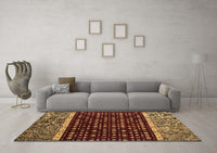 Machine Washable Abstract Brown Modern Rug, wshabs4638brn