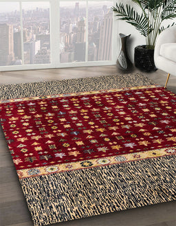 Machine Washable Abstract Orange Brown Rug in a Family Room, wshabs4638