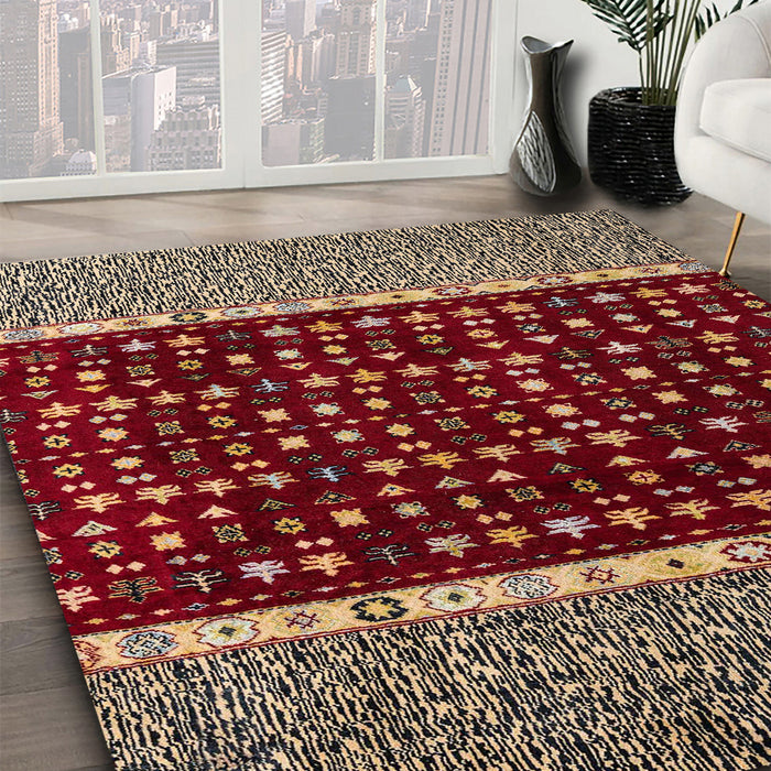 Machine Washable Abstract Orange Brown Rug in a Family Room, wshabs4638