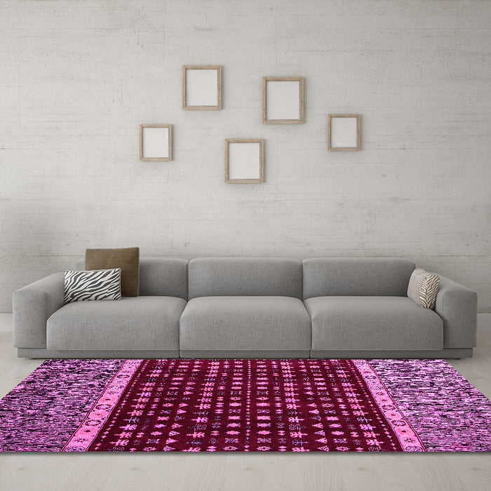 Machine Washable Abstract Pink Modern Rug in a Living Room, wshabs4638pnk