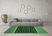 Machine Washable Abstract Emerald Green Modern Area Rugs in a Living Room,, wshabs4638emgrn