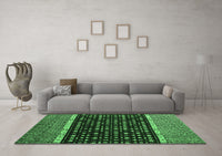 Machine Washable Abstract Emerald Green Modern Rug, wshabs4638emgrn