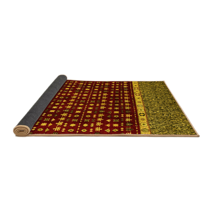 Sideview of Abstract Yellow Modern Rug, abs4638yw