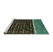 Sideview of Machine Washable Abstract Turquoise Modern Area Rugs, wshabs4638turq