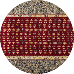 Round Machine Washable Abstract Orange Brown Rug, wshabs4638