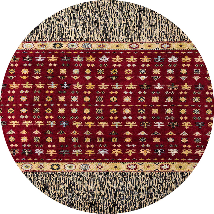 Round Machine Washable Abstract Orange Brown Rug, wshabs4638