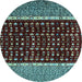 Round Abstract Light Blue Modern Rug, abs4638lblu