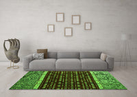 Machine Washable Abstract Green Modern Rug, wshabs4638grn