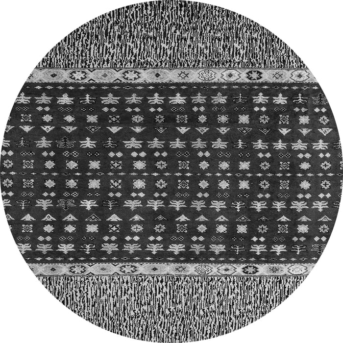 Round Machine Washable Abstract Gray Modern Rug, wshabs4638gry