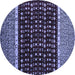 Round Machine Washable Abstract Blue Modern Rug, wshabs4638blu