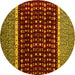 Round Abstract Yellow Modern Rug, abs4638yw