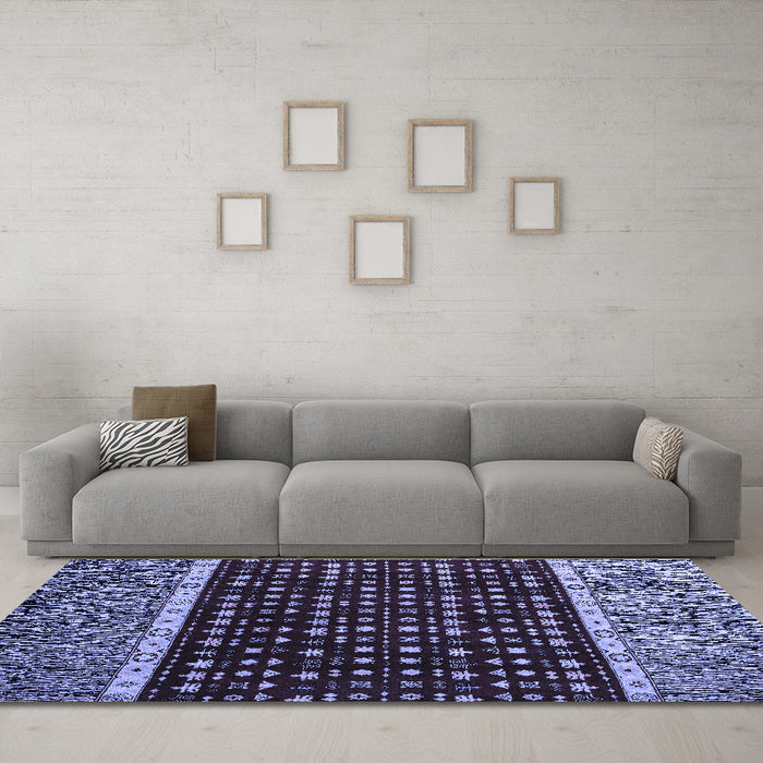 Machine Washable Abstract Blue Modern Rug in a Living Room, wshabs4638blu