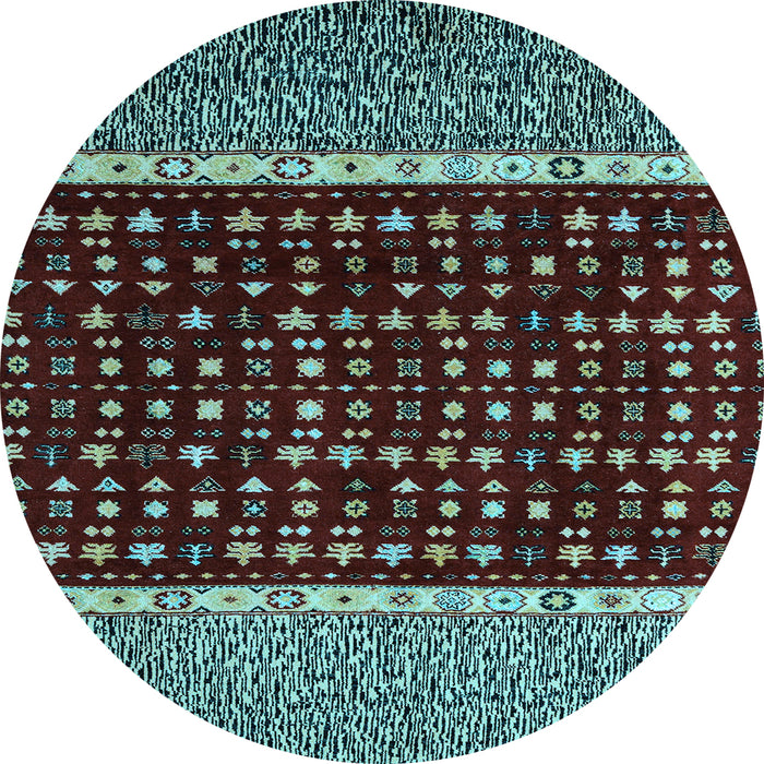 Round Machine Washable Abstract Light Blue Modern Rug, wshabs4638lblu