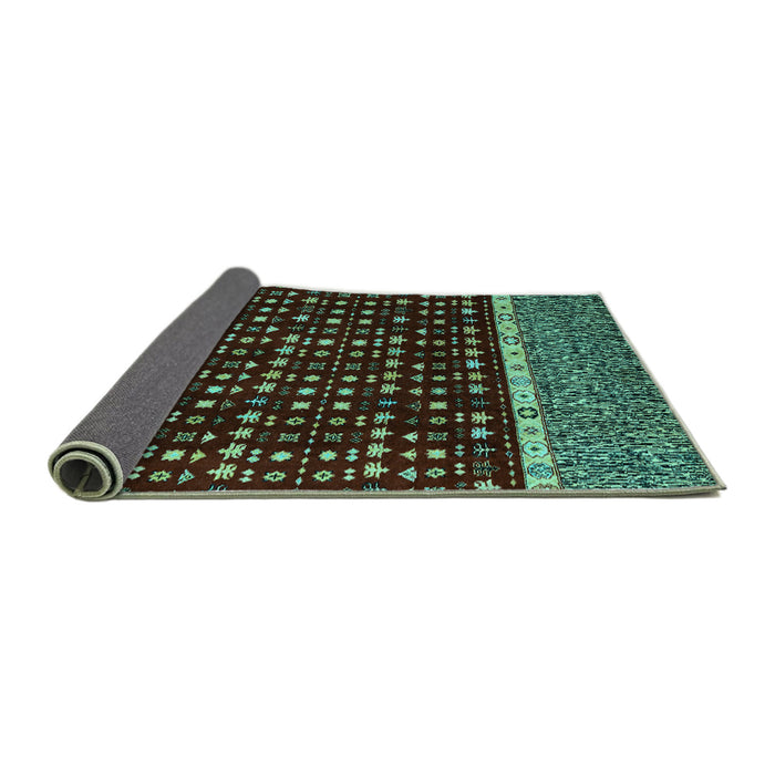 Sideview of Abstract Turquoise Modern Rug, abs4638turq