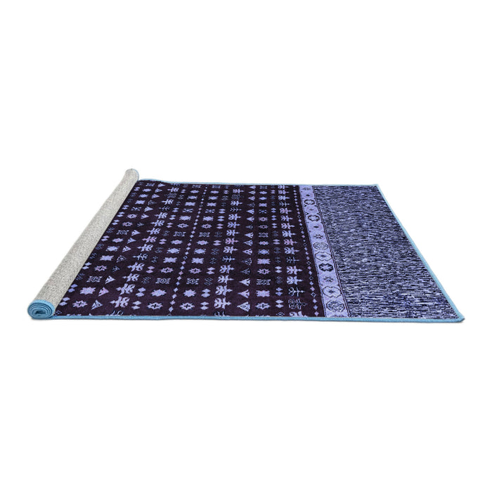 Sideview of Machine Washable Abstract Blue Modern Rug, wshabs4638blu