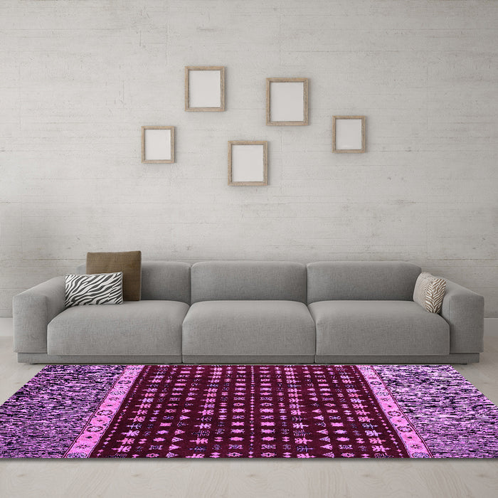 Machine Washable Abstract Purple Modern Area Rugs in a Living Room, wshabs4638pur
