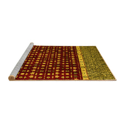 Sideview of Machine Washable Abstract Yellow Modern Rug, wshabs4638yw