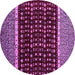 Round Machine Washable Abstract Purple Modern Area Rugs, wshabs4638pur