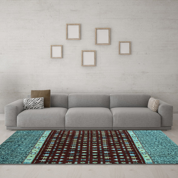 Machine Washable Abstract Light Blue Modern Rug in a Living Room, wshabs4638lblu