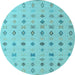 Round Solid Light Blue Modern Rug, abs4639lblu