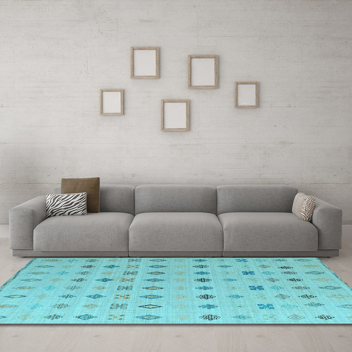 Machine Washable Solid Light Blue Modern Rug in a Living Room, wshabs4639lblu