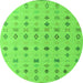 Round Machine Washable Solid Green Modern Area Rugs, wshabs4639grn