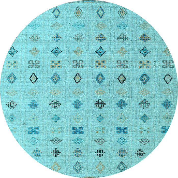 Round Machine Washable Solid Light Blue Modern Rug, wshabs4639lblu