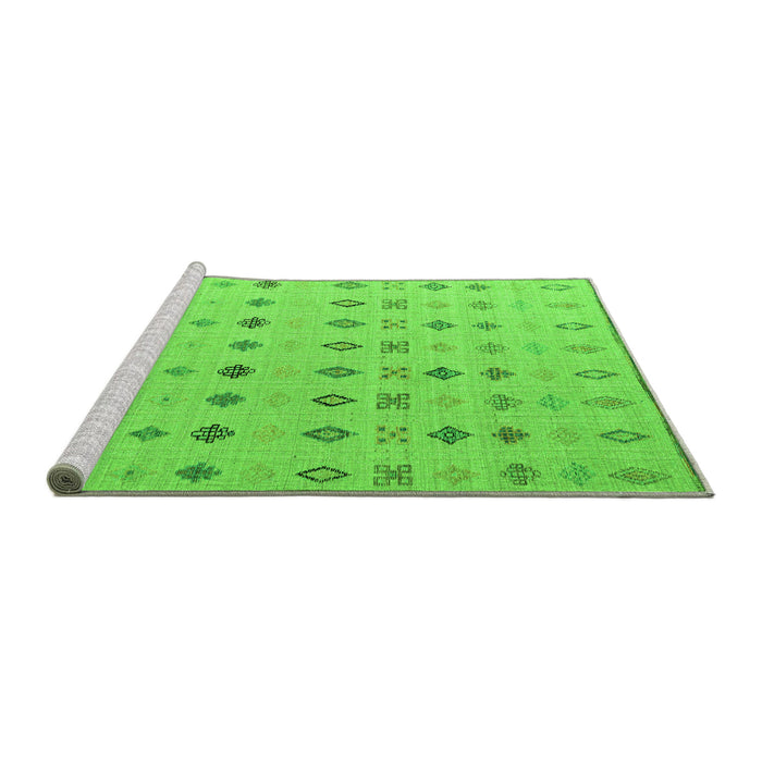 Sideview of Machine Washable Solid Green Modern Area Rugs, wshabs4639grn