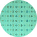 Round Machine Washable Solid Turquoise Modern Area Rugs, wshabs4639turq