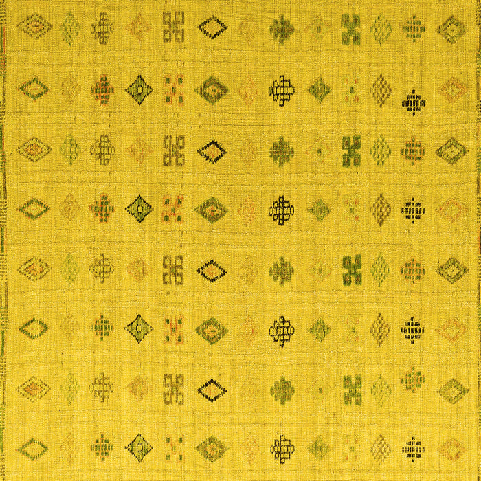 Square Machine Washable Solid Yellow Modern Rug, wshabs4639yw