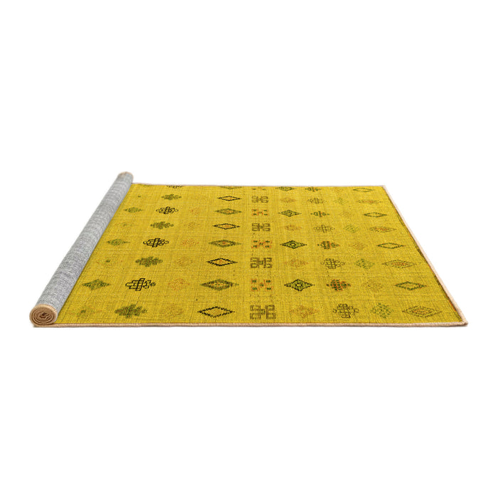 Sideview of Machine Washable Solid Yellow Modern Rug, wshabs4639yw