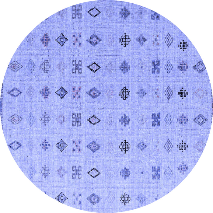 Round Machine Washable Solid Blue Modern Rug, wshabs4639blu