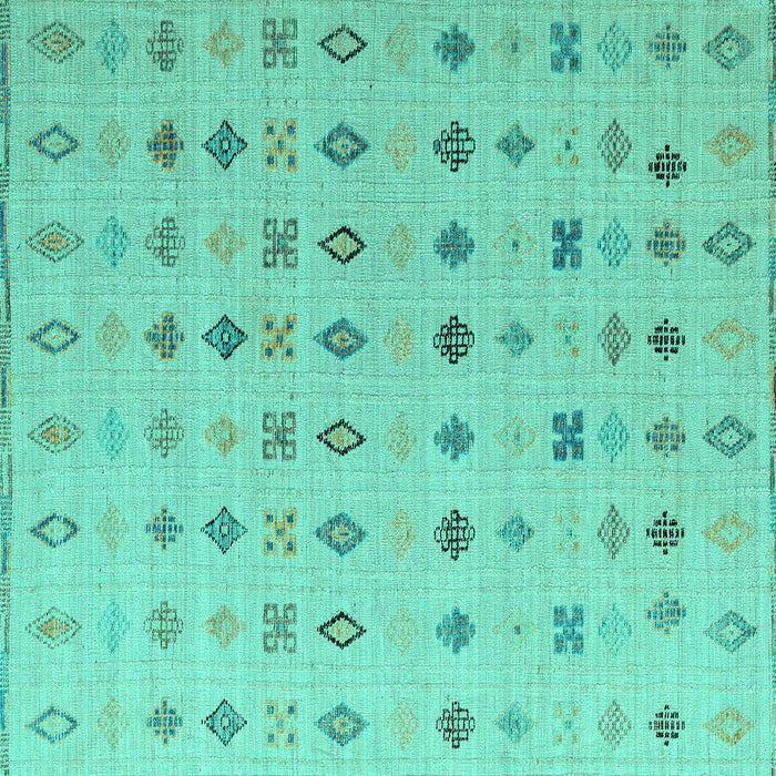 Square Machine Washable Solid Turquoise Modern Area Rugs, wshabs4639turq