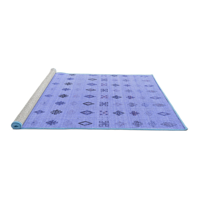 Sideview of Machine Washable Solid Blue Modern Rug, wshabs4639blu
