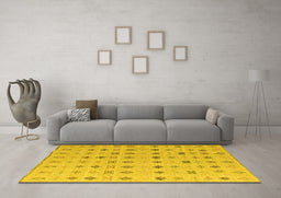 Machine Washable Solid Yellow Modern Rug in a Living Room, wshabs4639yw