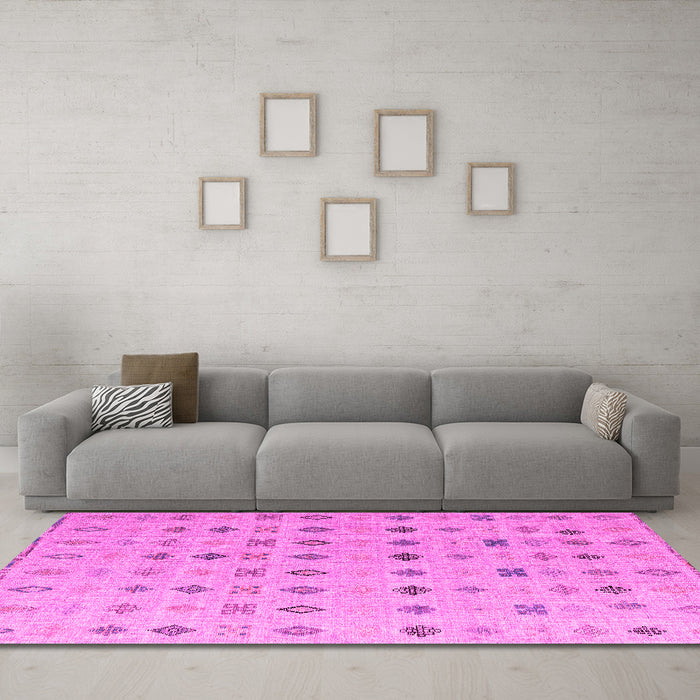 Machine Washable Solid Pink Modern Rug in a Living Room, wshabs4639pnk