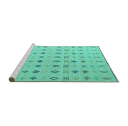 Sideview of Machine Washable Solid Turquoise Modern Area Rugs, wshabs4639turq