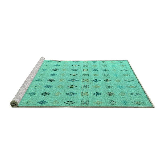Sideview of Machine Washable Solid Turquoise Modern Area Rugs, wshabs4639turq