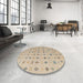 Round Machine Washable Abstract Brown Rug in a Office, wshabs4639