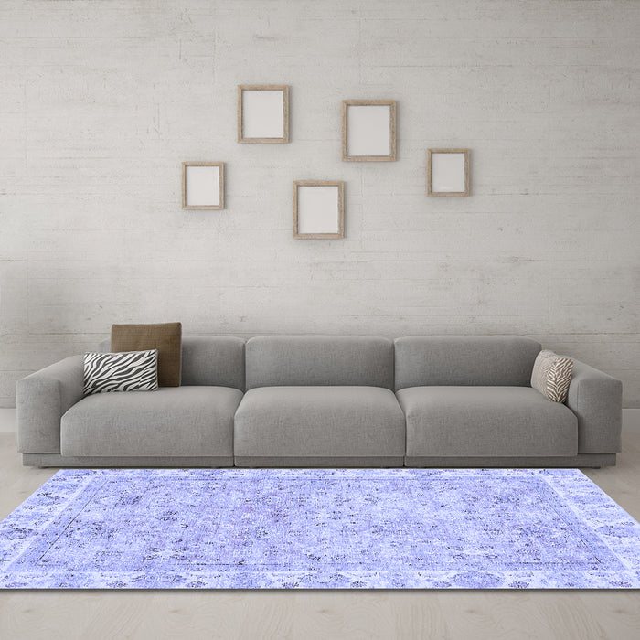 Machine Washable Abstract Blue Modern Rug in a Living Room, wshabs463blu