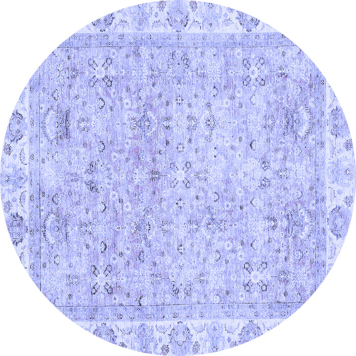 Round Abstract Blue Modern Rug, abs463blu