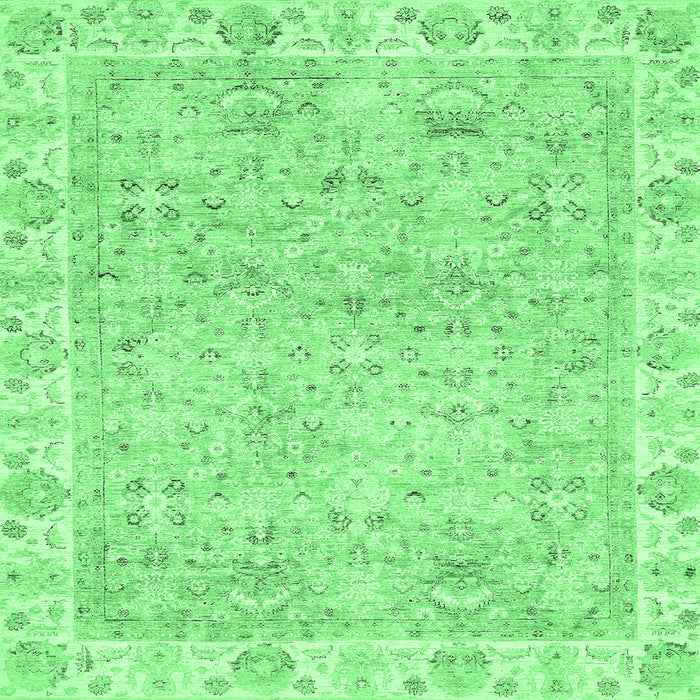 Square Machine Washable Abstract Emerald Green Modern Area Rugs, wshabs463emgrn